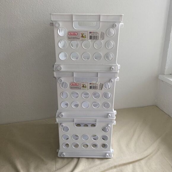 Sterilite Mini Crate Stackable Plastic Storage Bins Lot of 3 - Picture 3 of 3